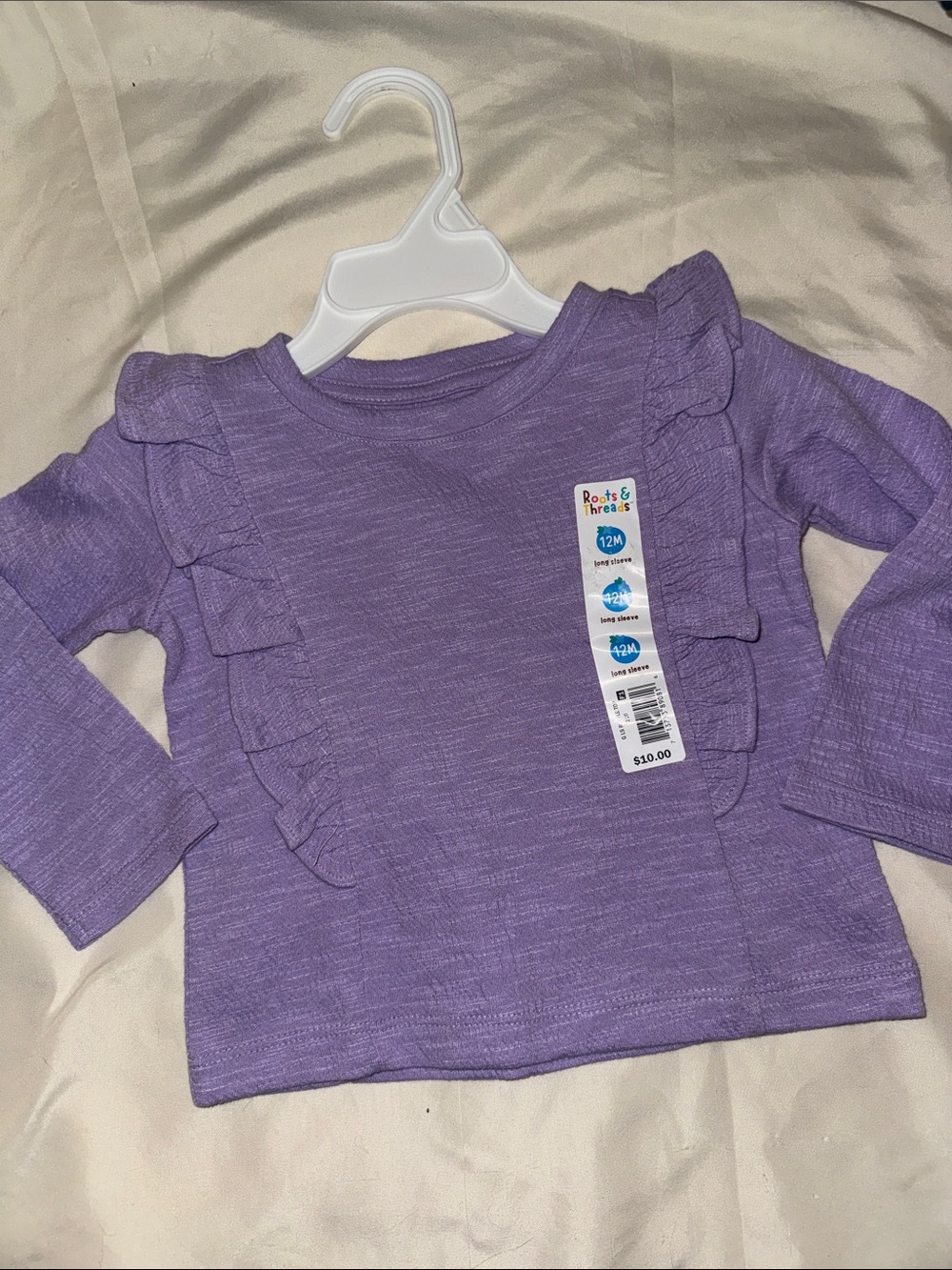 Lavender Ruffle Long-Sleeve Tee